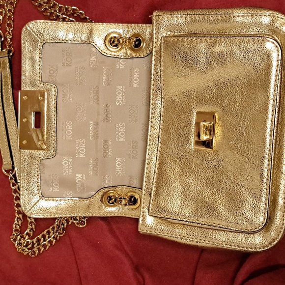 Michael Kors Collection Edition Gold Metallic Crossbody/ Shoulder Purse - Picture 16 of 16